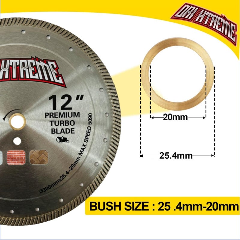 ORIXTREME 12Inch Diamond Saw Blade,Turbo Rim General Purpose Blade Dry/Wet Cutting Concrete,Reinforced Concrete, Masonry, Brick, Block,Stone 1"-20mm Arbor - Image 3